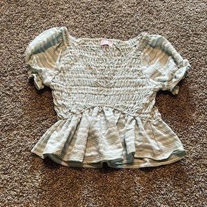 Pink Lily Size Small Mint Green Peplum Top